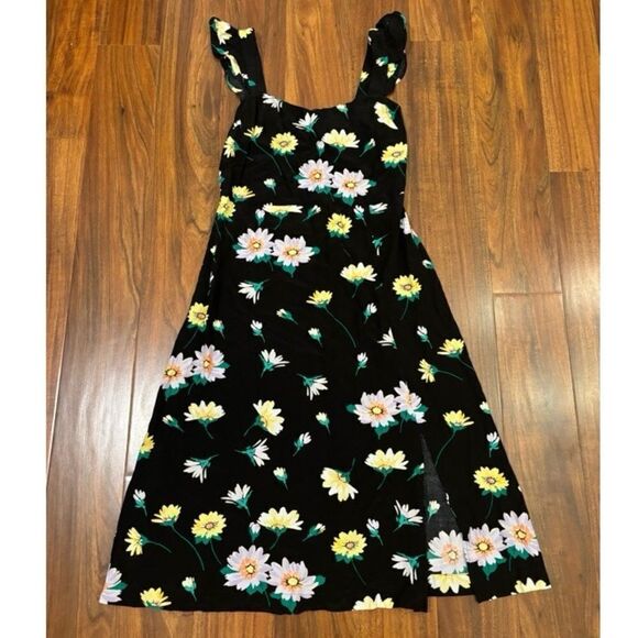 Loft black floral midi dress NWT Size 8P - Picture 1 of 5